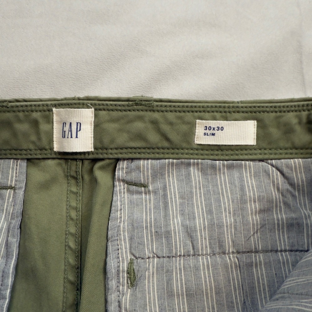 GAP Mens Slim Fit Military Patches Chino Pants 30x30 Olive Green‎ NWT - Picture 6 of 10